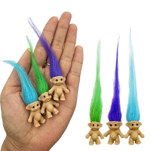 12pcs Long-haired Mini Troll Dolls, Assorted Hair Colors, 0.78" Bodies, 2" Hair. Cake Toppers, Action Figures, School Project, Arts and Crafts, Party Favors thumbnail 7