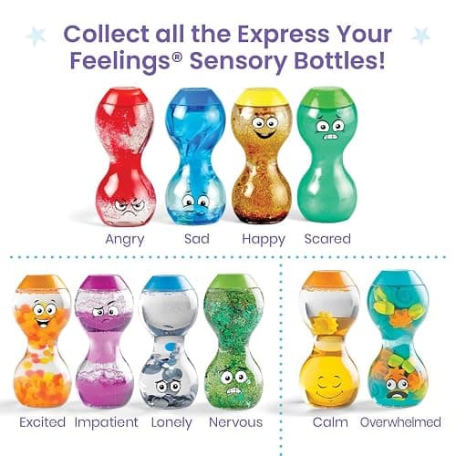 hand2mind Express Your Feelings Sensory Bottles- Primary Emotions, Toddler Sensory Toys, Quiet Fidget Toys, Play Therapy Toys, Calm Down Corner Supplies, Calming Corner, Social Emotional Learning thumbnail 7