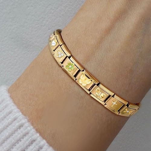 ITingstere Italian Charms Bracelet Sets with 1Pcs Starter Brascelet 9Pcs Charms 9mm Italian Modular Charm Bracelet DIY Module Jewelry Gifts thumbnail 2