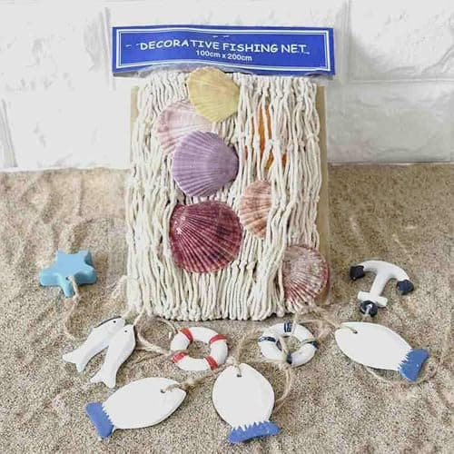 Natural Fishing Net Decor with Shells 79 Inch Beach Theme Decor for Party Home Bedroom Wall Hanging Fish Net Decorations thumbnail 7