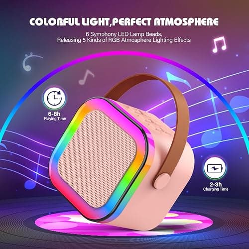 Dislocati Karaoke Machine 2 Microphones, Birthday Gifts for Girls Toys Age 3-15 Year Old Girls Gifts Kids Microphone Toys for 3-12 Year Old Girls Birthday Presents Easter Gifts for Kids thumbnail 7