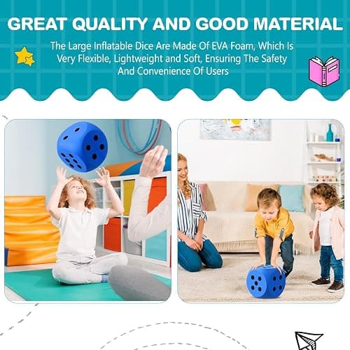 Shappy 7 Inches Foam Dice Fun Filled Large Educational Toy Kawaii Giant Dice Decorative EVA Foam Jumbo Cube Big Square Building Blocks for Game Nights Learning Sessions(Blue) thumbnail 4