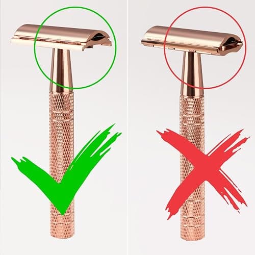 Matte Rose Gold Safety Razor, Single Blade Razors for Women, Reusable Metal Razor, with 10 Stainless Steel Double Edge Blades, Eco-friendly, Smooth & Close Shave, Plastic Free thumbnail 9