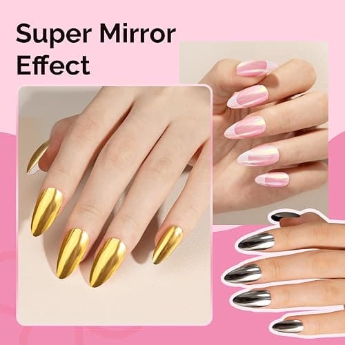 MelodySusie 4Pcs Chrome Nail Powder for Gel Nails, Aurora Fine Glitter Powder Mirror Effect Pigment Pearlescent Mermaid Pigment Pearl Glitter for Home DIY Salon Use thumbnail 2