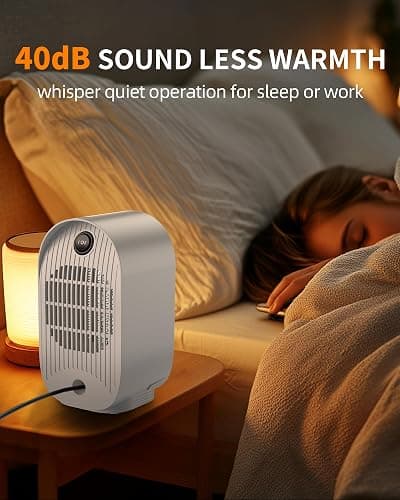 Space Heater, Portable Desk Heater for Indoor Use, Ultra Quiet & Compact | Small Electric Heaters with Overheat & Tip-Over Protection, Fast & Efficient Heating for Office Bedroom Bathroom, White thumbnail 5