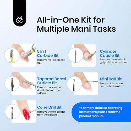 Beetles Electric Cordless Nail Drill, 35 Adjustable Speeds Portable Nail File for Acrylic Gel Nails Professional Efile Nails Drill Kit with Bits Dust Brush Manicure Pedicure Tools for Home Salon Use thumbnail 5