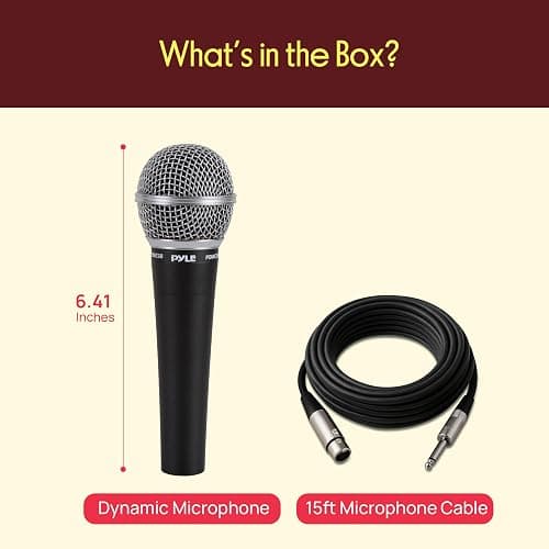 Pyle Microphone, Dynamic Cardioid, XLR Cable Included, Unidirectional, Rugged Construction, Built-in Pop Filter, Perfect for Stage & Studio, High Gain, Ultra-Wide Frequency Response, 15ft Cable thumbnail 3