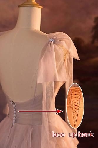 CWOAPO Layered Ruffles Tulle Prom Dresses Spaghetti Strap Ball Gowns Long Elegant V Neck Bow Formal Evening Dress 2025 thumbnail 4