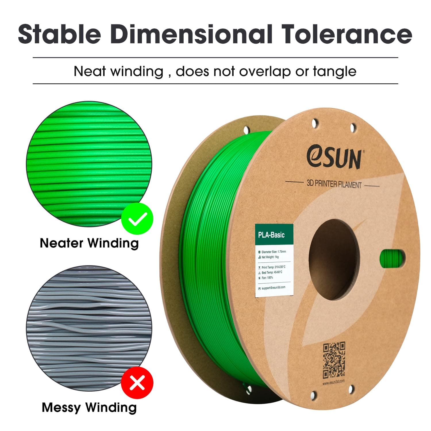 eSUN PLA Filament 1.75mm, PLA Base 3D Printer Filament Size Accuracy +/- 0.05mm, 1KG Spool (2.2 LBS) Fast PLA Filament for 3D Printers, Green thumbnail 2