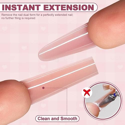 Plman 240 PCS Sandwich Nail Dual Forms, Nail Extension Kit for Beginner & Professional, 14 Sizes Dual Form for Polygel and Builder Gel, Salon and Home DIY Nail Art Tools (Oval) thumbnail 5