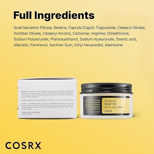 COSRX Snail Mucin 92% Face Moisturizer, 3.52 Oz, Lightweight Moisturing Cream for Soft, Glowy Skin, Korean Skin Care, Korean Moisturizer Face Cream thumbnail 8