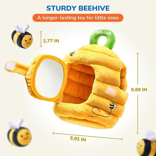 JoyCat Baby Toys 6-12 Months, Soft Baby Beehive with 5 Sensory Bees, Rattle, Crinkle Paper, Mirror, Busy Montessori Toys for Toddlers 0-3 Years Old, Sensory Toy for Babies Boy Girl Birthday Gifts thumbnail 2