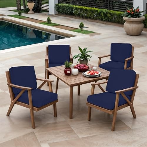 Favoyard Outdoor Deep Seat Cushion Set, 22 x 22 Inch Rainproof & 3-Year Fade Resistant Patio Furniture Cushions, Removable Seat Bottom & Back Cushion Covers with Ties for Chair, Sofa, Couch, Blue thumbnail 2