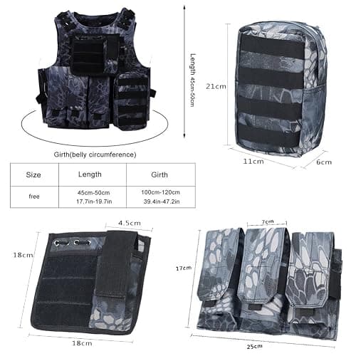 QMFIVE MOLLE RRV Assault Combat Vest with pouch/Traning Protective Security Vest for Tactical Hunting Airsoft Outdoor - BK thumbnail 4