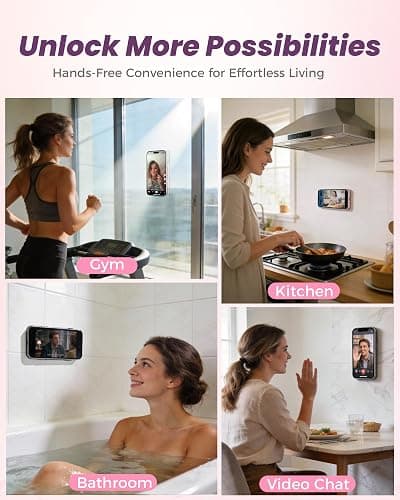 Suction Grip for Phone Case, Double Sided Silicone Suction Phone Mount, Non-Slip Strong Sticky Holder, Hands-Free for Selfie & Video (Pink&Clear) thumbnail 7