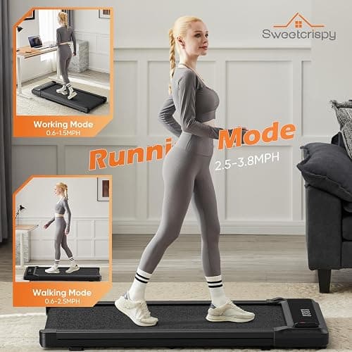 Sweetcrispy Compact Treadmill for Small Spaces, Quiet Under-Desk Walking Pad, Slim & Portable Design for Home Office Workouts, Easy to Store, Ideal for Apartments and Work-from-Home Fitness thumbnail 8