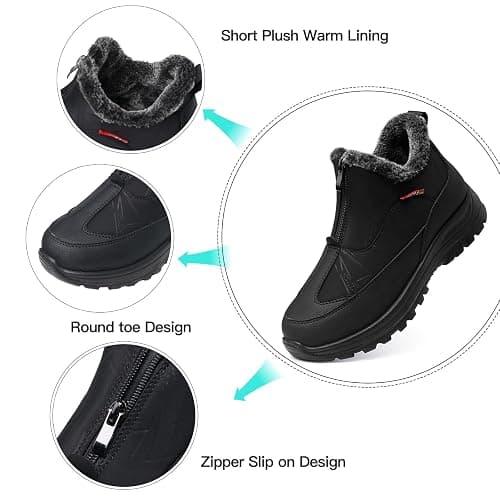 TEMOFON Winter Snow Boots for Women: Waterproof Warm Fur Lined Walking Outdoor Ankle Booties Slip on Snow Shoes Size 5-12 thumbnail 5