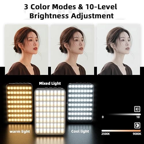 JatureClets Magnetic Phone Light - 3 Color Temperature, 160 LED Selfie Light with Clip for Phone, Camera, Laptop, iPad, 3000mAh Portable Video Light for Tattoo/TikTok/Vlog/Zoom Calls/Makeup (White) thumbnail 3