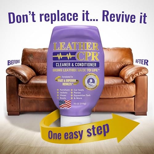Leather CPR Cleaner & Conditioner 18oz - Cleans, Conditions, Restores & Protects Leather Furniture, Handbags, Car Seats, Interior, Jackets, Boots, Purses, Shoes, Couch, Saddles, Tack & More thumbnail 6