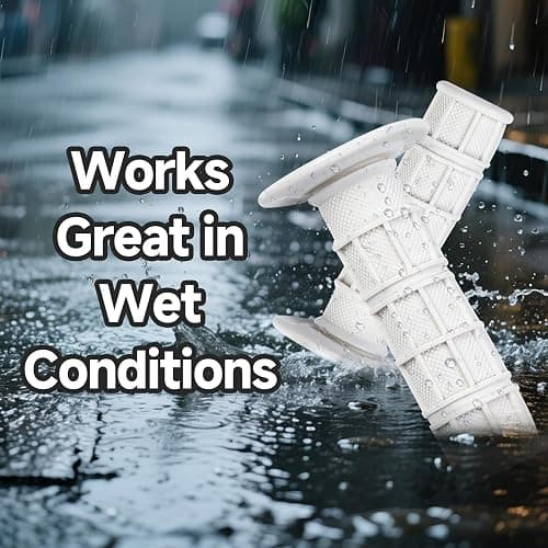 1 Pair Bike Handlebar Grips Compatible with Ridstar q20, 7/8" 22mm 24mm Motorcycle Hand Grips, Soft Rubber Motorcycle Grip, with Non-Slip Half Waffle, White Grip for Dirt Bike, Bicycle Accessories thumbnail 4