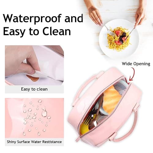yookee home Lunch Bag Women Insulated Lunch Box for Adults Cute Pink Lunch Tote Bag for Women Preppy Lunchbox Lunch Bag for Adults Work thumbnail 5