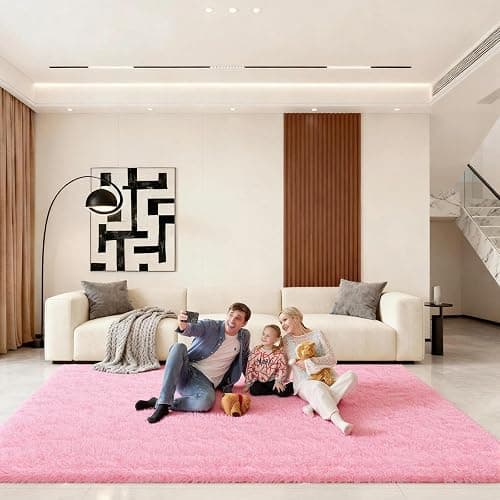 Ehayx Pink Rugs for Living Room, Large Fluffy 6x9 Area Rugs for Bedroom, Fuzzy Shag Soft Non-Slip Carpet for Kids Girls and Boys Nursery Dorm Indoor Room Home Decor (6ft X 9ft, Pink) thumbnail 6