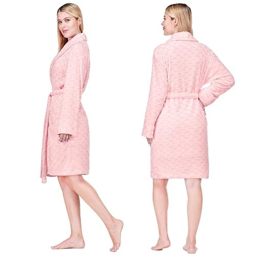 PAVILIA Womens Robes Kimono, Knee Length Plush Fluffy Winter Shower Bathrobe, Soft Fuzzy Cozy Warm with Pockets thumbnail 2