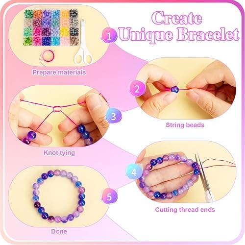 XSEINO 192 Colors 4800pcs 8mm Dream Candy Colorful Series Glass Beads Bracelet Making Kit,8 Box Different Unique Styles Crystal Bead for Making and DIY Crafts thumbnail 5
