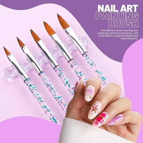 Teenitor Nail Art Tools Set, 23 Pcs Nail Art Brushes, 5 Pcs Nail Dotting Tool, 2 Set of Nail Stand, 100 Pcs Double-Sided Adhesive Tabs, Nail Art Palette, Brushes Holder for DIY Nail Art thumbnail 2