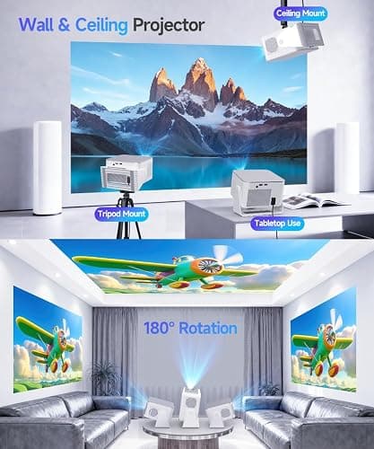 Alwtniet Vidéoprojecteur 4K 8K supporte [Native 1080P&App intégrée] Mini Projecteur Portable WiFi 6 Bluetooth 5.4 Android 14 Autofocus/Obstacle Avoidance/6D Keystone Ultra Courte Focale Rotation 180° thumbnail 7