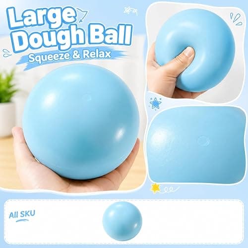 Squishy Dough Stress Ball, 8cm Squeeze Fidget Toy for Stress Relief | Soft Sensory Toy for Anxiety Relief and Focus, Cute Desk Decor for Office Home and Travel thumbnail 8