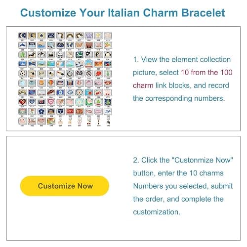 GEMOSA Custom Italian Charm Bracelet – Gold Link Starter & Photo/Element Charms thumbnail 3