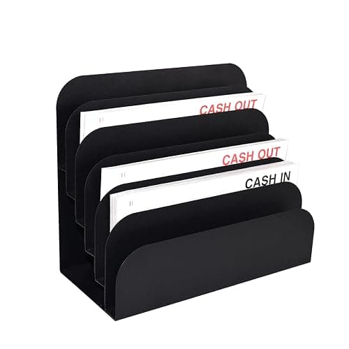 BankSupplies STEELMASTER 6 Slot File and Desk Organizer Paper Organizer Black Powder Coat Finish - Image 1