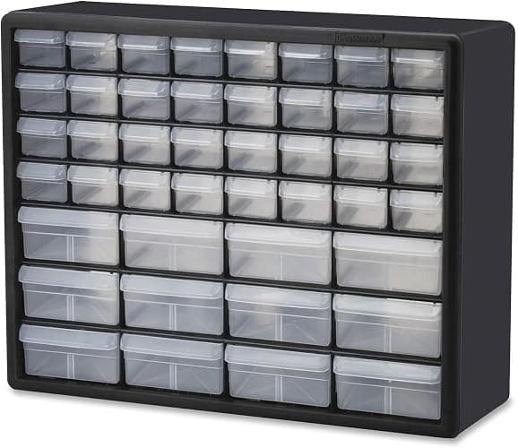 Akro-Mils 44-Drawer Plastic Drawer Storage Cabinet for Garage Organization, Bead Organizer, Building Bricks Storage, Teacher Toolbox, Makeup Organizer, 20" W x 6" D x 16" H, 10144 Black - Image 1