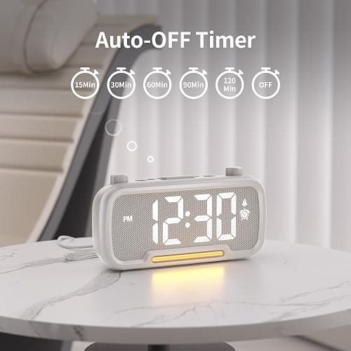 Alarm Clock Radio with Bluetooth Speaker, FM Radio, High Fidelity Sound, Bedside Clock with 2 Charging Ports, Adjustable Dimmer & Volume, Night Light, Auto-off Timer, Ideal for Bedroom and Home Office thumbnail 6