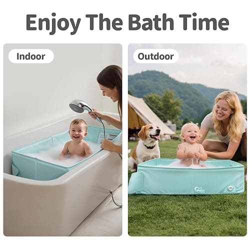 Bella’s Friends Baby Collapsible Bathtub, Travel Bath Tub for Baby, Foldable and Portable, Easy Storage, Reinforced Structure, Lightweight, Travel Essentials for 6M-3Y Infant Toddler, Green thumbnail 4