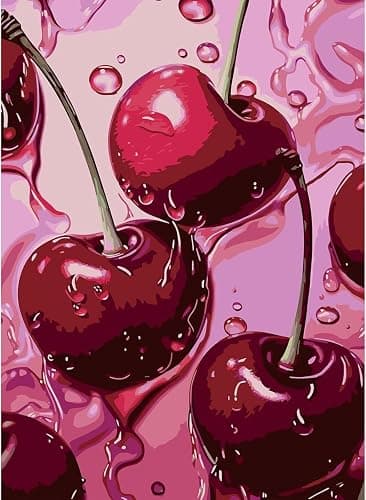 AIBOERL Square Drill Cherry Diamond Art Kits for Adults,Cherry 5D Diamond Painting Kits for Adults Beginners,DIY Square Diamond Dot Painting Gem Art Kits for Adult, Home Wall Decor 12x16Inch - Image 1