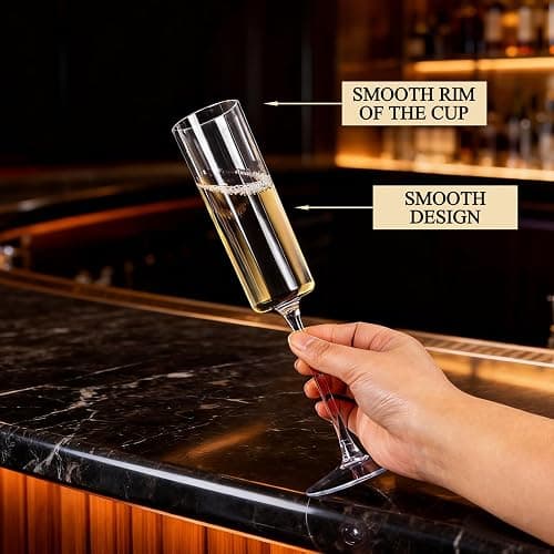 Ciaell 24 Pack Plastic Champagne Flutes - Clear 6 Oz Disposable Champagne Glasses - Square Plastic Toasting Glasses for Party Birthday Anniversary Wedding thumbnail 4