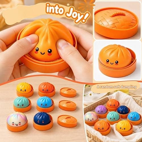 Mystery Dumpling Squishy Sherbert Edition, Random 1 of 7 Colors, Mystery Squishy with Box, Colorful Dumplings Squeeze Balls Stress Relief Sensory for Holiday & Birthday Gifts thumbnail 4
