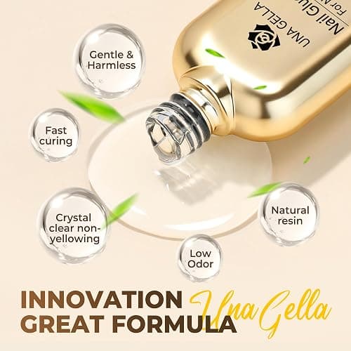 UNA GELLA 9 in 1 Gel Nail Glue for Clear Acrylic Nails Tips 2Pcs 10ml Long Lasting Super Strong Brush on Nail Gel Glue for False Press on Nails Tips Base Blooming Gel, U V Light Required thumbnail 7
