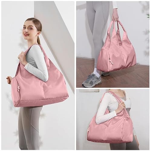 Forestfish Yoga Gym Bag For Women With Shoes Compartment & Wet Dry Storage Pockets Lightweight Duffel Bag, Pink thumbnail 3