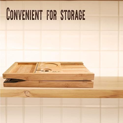 XcE Foldable Bathtub Tray Expandable to 105cm for Luxury Bath, Bath Tray for Bathtub (Bamboo) thumbnail 6