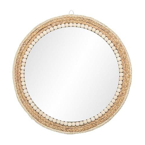SWTHONY 18 Inch Boho Round Hanging Wall Mirror Decorative Rattan Circle Mirrors for Farmhouse, Living Room, Bedroom - Image 1