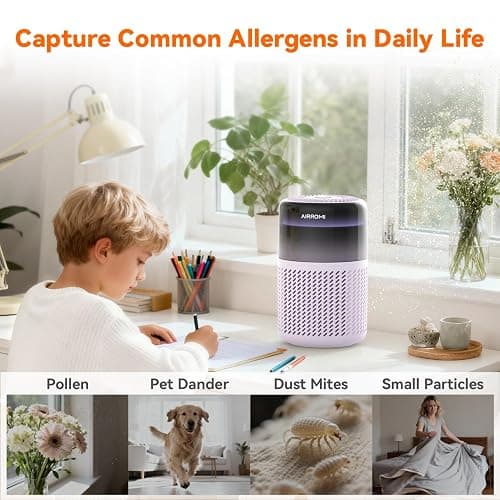 AIRROMI HEPA Air Purifier for Bedroom&Home,Pet Air Purifier for Home Pets,Removes Pet Odor,Cat Litter Smell,Dust,Smoke&Allergies,Quiet Room Air Purifier with Scents,360°Air Cleaner,A2005 Purple thumbnail 4