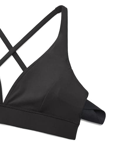CRZ YOGA Butterluxe Deep V-Neck Sports Bras for Women - Spaghetti Strap Criss Cross Padded Top Low Coverage Wireless Yoga thumbnail 5