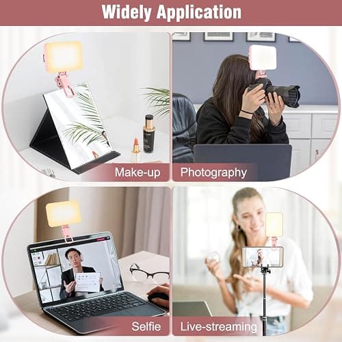 ALTSON 60 LED Portable Selfie Light Video Conference Lighting with Clip & Camera Tripod Adapter Rechargeable 2200mAh CRI 97+, 9 Light Modes for Phone iPhone Webcam Laptop Photo Makeup thumbnail 6