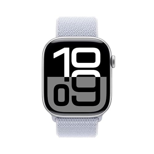 Apple Watch Series 10 [GPS 46mm case] Smartwatch with Silver Aluminium Case with Blue Cloud Sport Loop. Fitness Tracker, ECG App, Always-On Retina Display, Carbon Neutral thumbnail 3