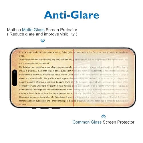 Mothca 2 Pack Matte Glass Screen Protector for iPhone 15 Pro Max[6.7 inch] + 2 Pack Camera Lens Protector, Anti-Glare & Anti-Fingerprint Case Friendly Tempered Glass Film, Bubble Free, Smooth as Silk thumbnail 6