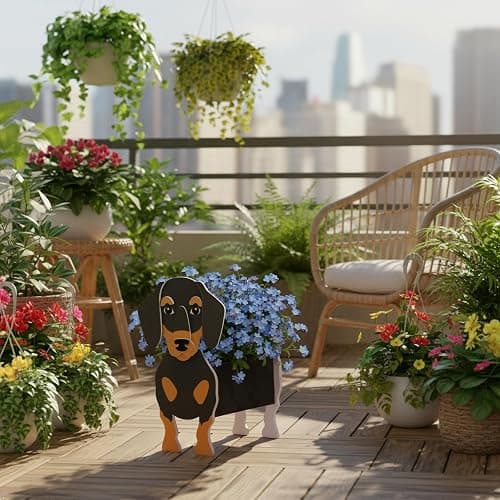 strolfay Dachshund Dog Planter, Cute Animal Shaped Plant Pot, Dog Flower Pot, Spring Planter Gifts for Women & Pet Lovers, Indoor Outdoor Garden Home Office Decor, 9.45 x 7.5 x 13.39 Inches thumbnail 6