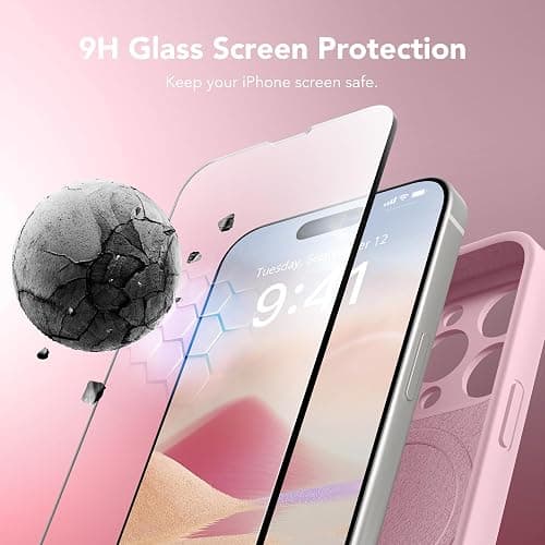 SuydanBox Magnetic for iPhone 15 Pro Max Case, Compatible with MagSafe, [Full Camera Protection][Screen Protector] Silicone Shockproof Protective Phone Case for iPhone 15 Pro Max 6.7", Chalk Pink thumbnail 4